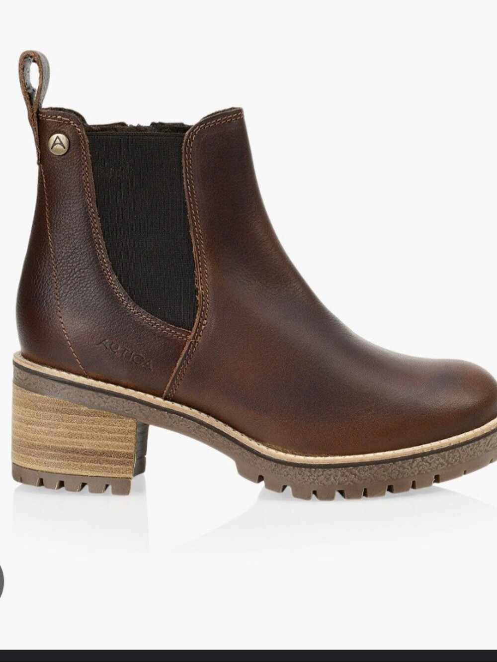 Artica Browns Leather Stacked Heeled Ankle Lined Booties Pull On Sz39/8.5 EUC